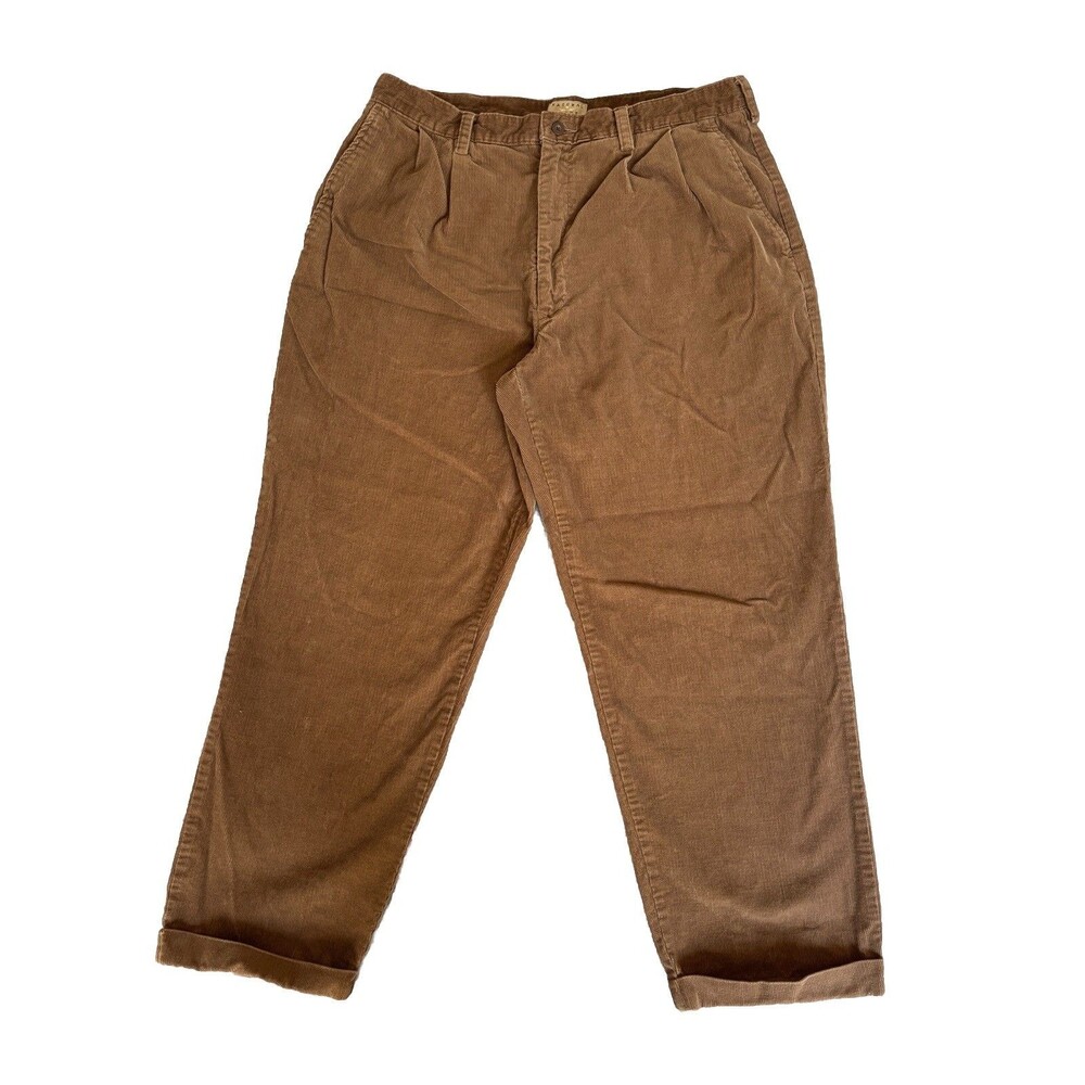 100% Cotton Men’s Corduroy Pants 35 x 30 Pleated Academia Ivy Preppy Grandpa